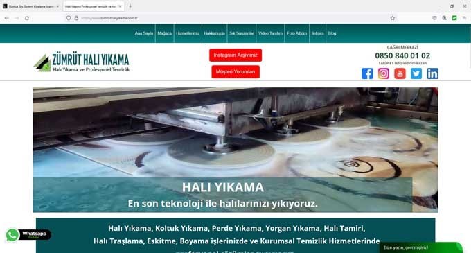 zümrüt halı yıkama web tasarım referans